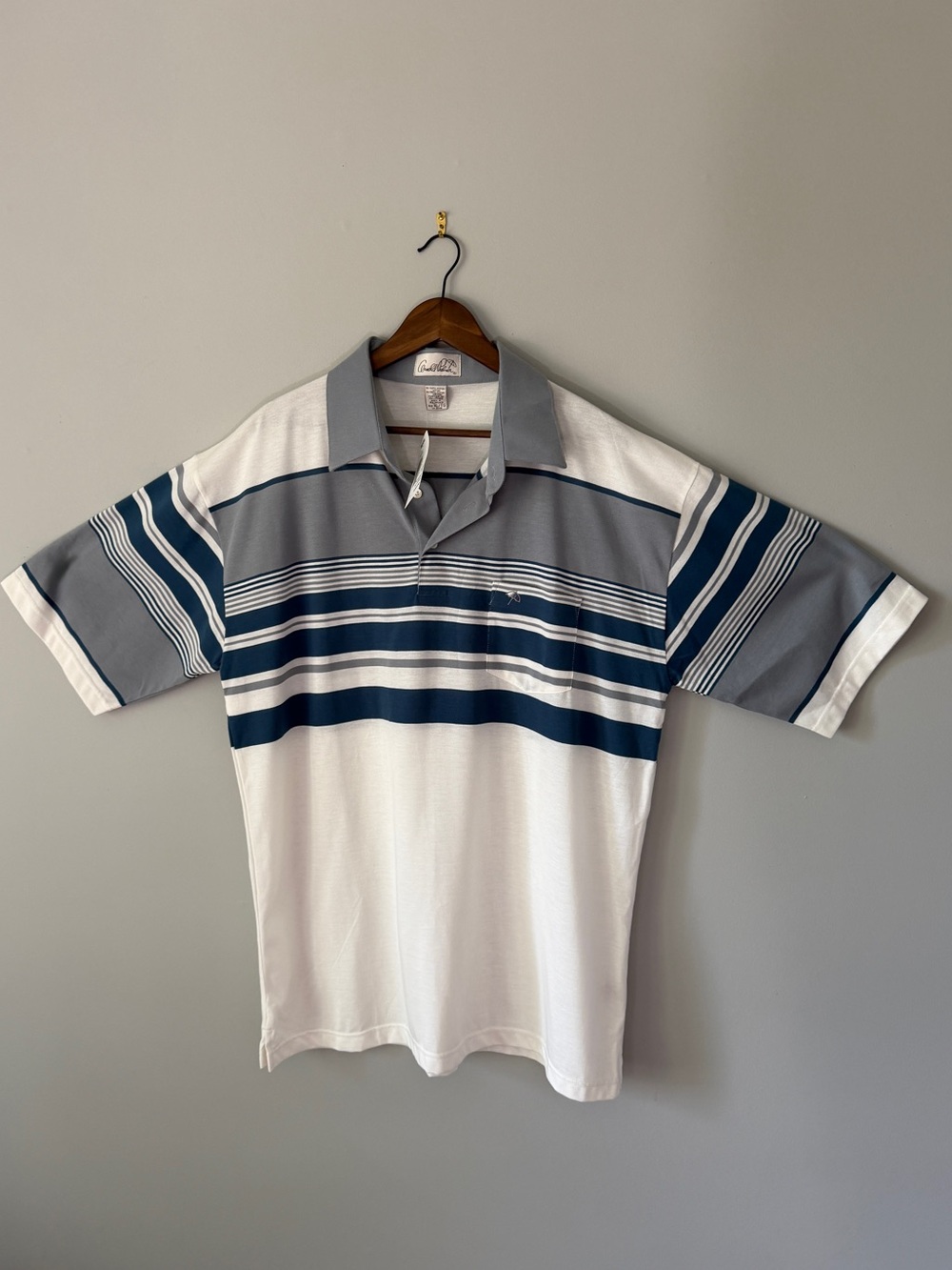Arnold Palmer NWT Vintage Chest Stripe Polo XL Grey Blue - NWT
